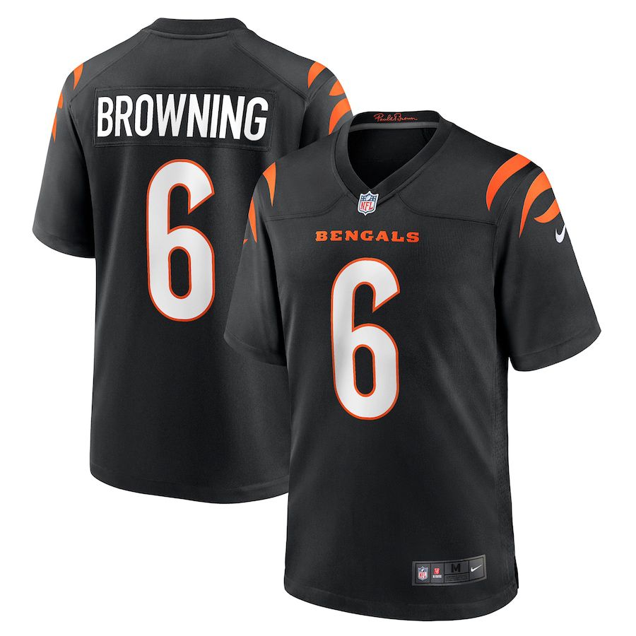 Men Cincinnati Bengals 6 Jake Browning Nike Black Game NFL Jersey